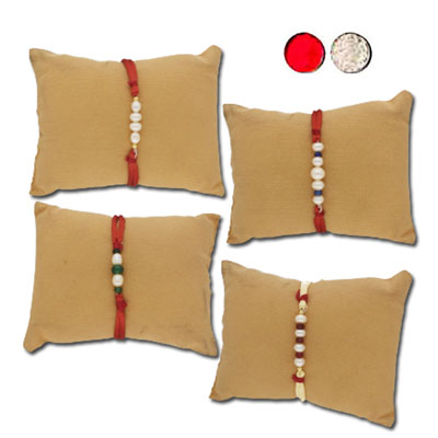 "Glimmering Pearl Rakhi Combo - JPRAK-23-09 CODE-014 - Click here to View more details about this Product